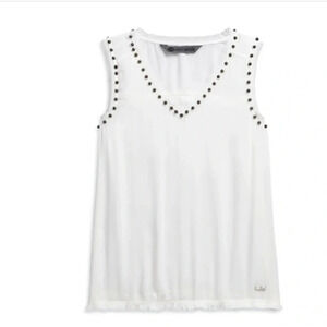 Harley Davidson Women’s Studded Tank Top Size Large White NWT